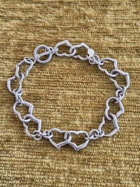 Sterling Silver Heart Link Bracelet - Silver Women's Jewelry